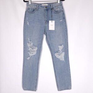 NWT HIDDEN LOS ANGELES Women ZOEY MOM‎ JEAN Distressed Size 27 Cotton HD1353M-LT